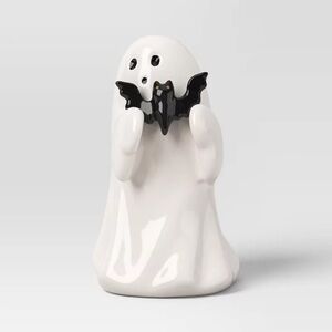 4.5" Ceramic Ghost with Bat Halloween Figurine - Hyde & EEK! Boutique
